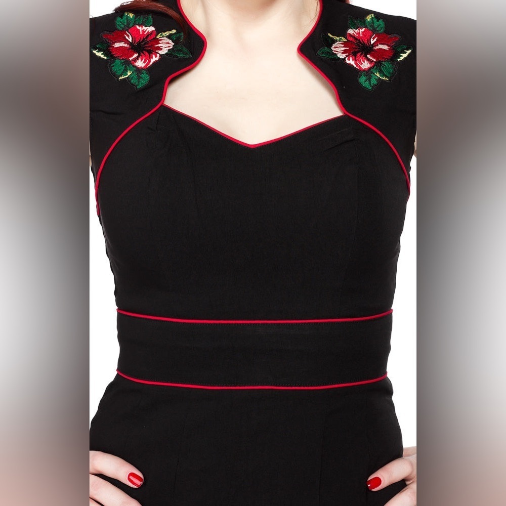 Hell Bunny Hibiscus Dress, Black, Small, NWOT 🌺 - Picture 6 of 8